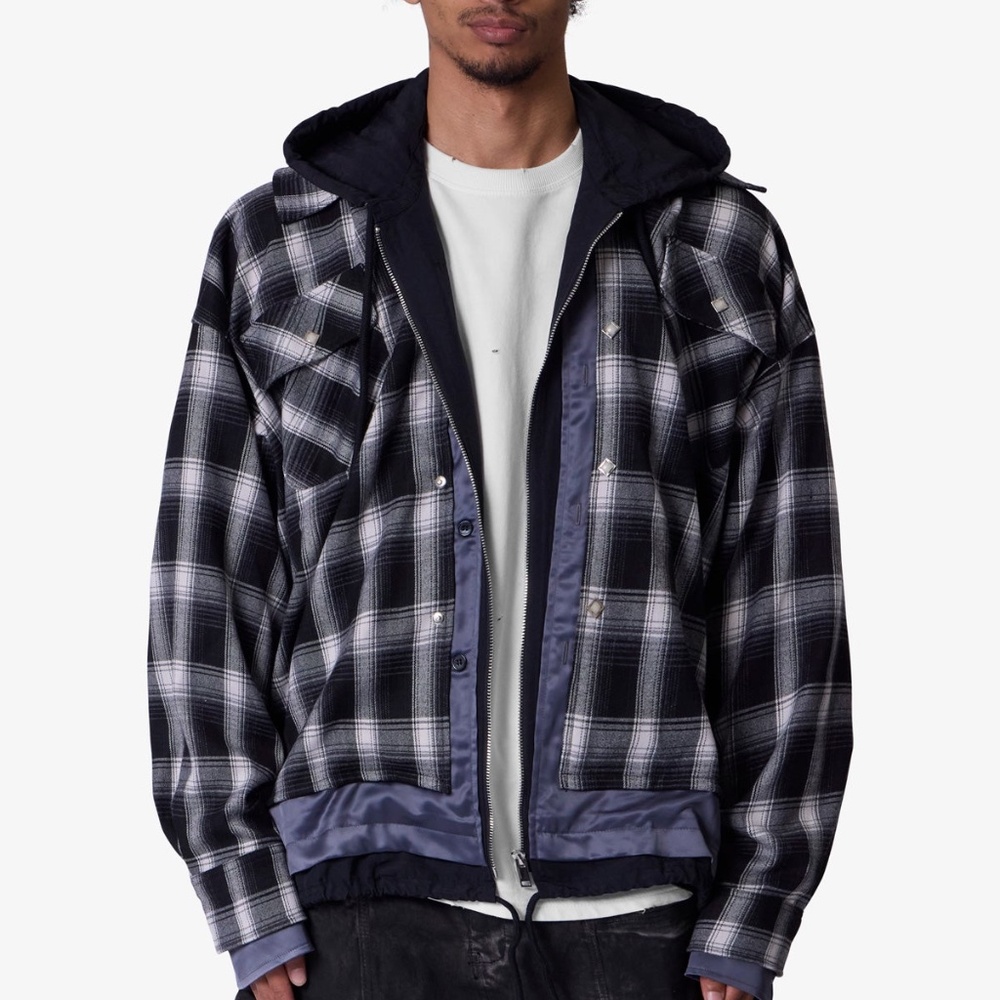 mnml Zipped Up Flannel Jacket - Black Size MBlack / M